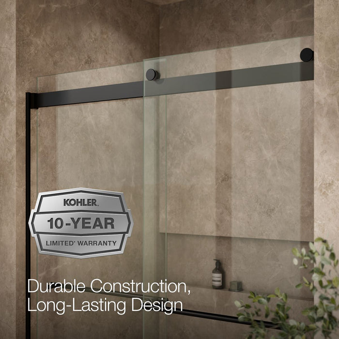 KOHLER K-702424-L Levity Plus Frameless sliding shower door, 77-9/16" H x 56-5/8 - 59-5/8" W, with 5/16"-thick Crystal...