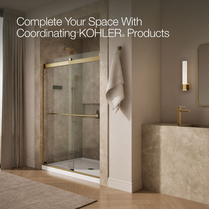 KOHLER K-702424-L Levity Plus Frameless sliding shower door, 77-9/16" H x 56-5/8 - 59-5/8" W, with 5/16"-thick Crystal...
