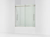 KOHLER K-702425-L Levity Plus Frameless sliding bath door, 61-9/16" H x 56-5/8 - 59-5/8" W, with 3/8"-thick Crystal Clear...