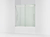 KOHLER K-702425-L Levity Plus Frameless sliding bath door, 61-9/16" H x 56-5/8 - 59-5/8" W, with 3/8"-thick Crystal Clear...