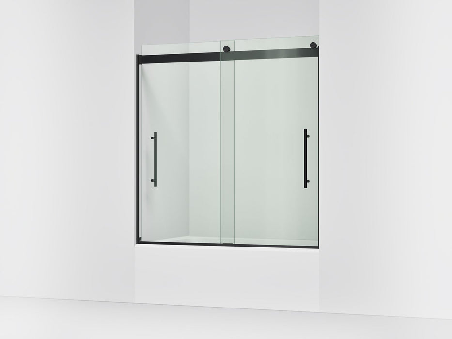 KOHLER K-702425-L Levity Plus Frameless sliding bath door, 61-9/16" H x 56-5/8 - 59-5/8" W, with 3/8"-thick Crystal Clear...