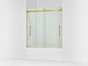 KOHLER K-702425-L Levity Plus Frameless sliding bath door, 61-9/16" H x 56-5/8 - 59-5/8" W, with 3/8"-thick Crystal Clear...