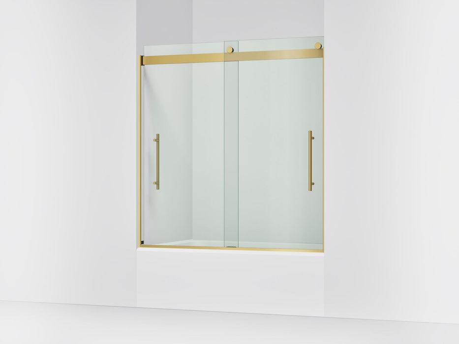 KOHLER K-702425-L Levity Plus Frameless sliding bath door, 61-9/16" H x 56-5/8 - 59-5/8" W, with 3/8"-thick Crystal Clear...