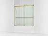 KOHLER K-702426-L Levity Plus 61-9/16" H sliding bath door with 3/8"-thick glass, vibrant brushed moderne brass