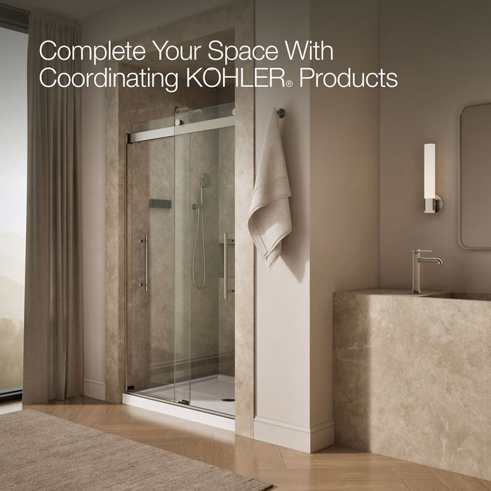 KOHLER K-702427-L Levity Plus Frameless sliding shower door, 81-5/8" H x 44-5/8 - 47-5/8" W, with 3/8"-thick Crystal...