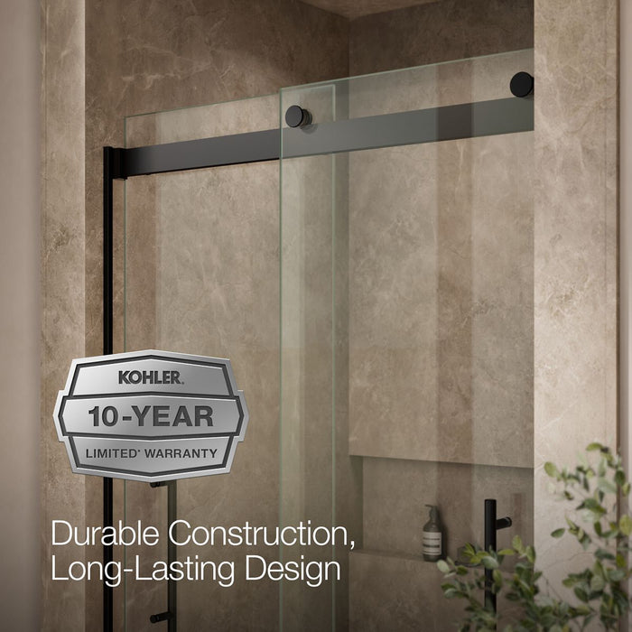KOHLER K-702427-L Levity Plus Frameless sliding shower door, 81-5/8" H x 44-5/8 - 47-5/8" W, with 3/8"-thick Crystal...