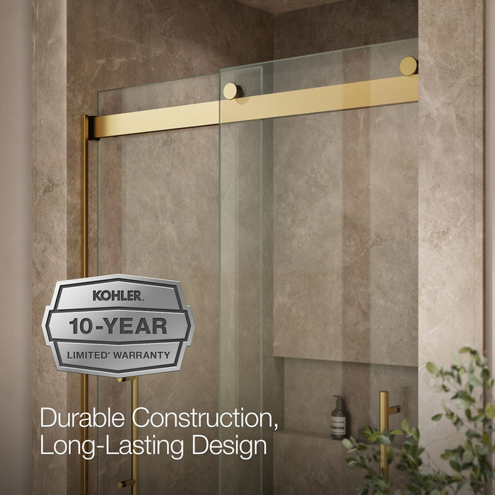 KOHLER K-702427-L Levity Plus Frameless sliding shower door, 81-5/8" H x 44-5/8 - 47-5/8" W, with 3/8"-thick Crystal...