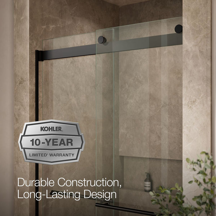 KOHLER K-702428-L Levity Plus Frameless sliding shower door, 81-5/8" H x 44-5/8 - 47-5/8" W, with 3/8"-thick Crystal Clear glass