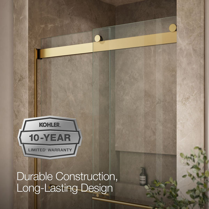 KOHLER K-702428-L Levity Plus Frameless sliding shower door, 81-5/8" H x 44-5/8 - 47-5/8" W, with 3/8"-thick Crystal Clear glass