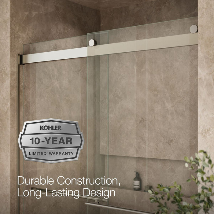 KOHLER K-702430-L Levity Plus 81-5/8" H sliding shower door with 3/8"-thick glass, anodized brushed nickel - view 5