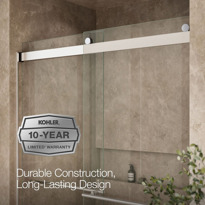 KOHLER K-702430-L Levity Plus 81-5/8" H sliding shower door with 3/8"-thick glass, bright polished silver - view 5