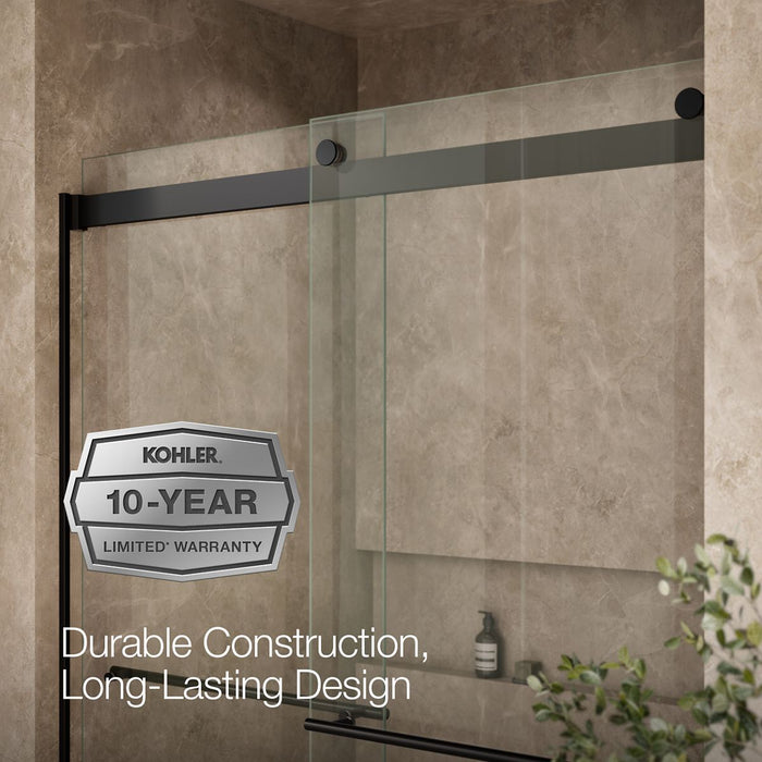 KOHLER K-702430-L Levity Plus 81-5/8" H sliding shower door with 3/8"-thick glass, matte black - view 5
