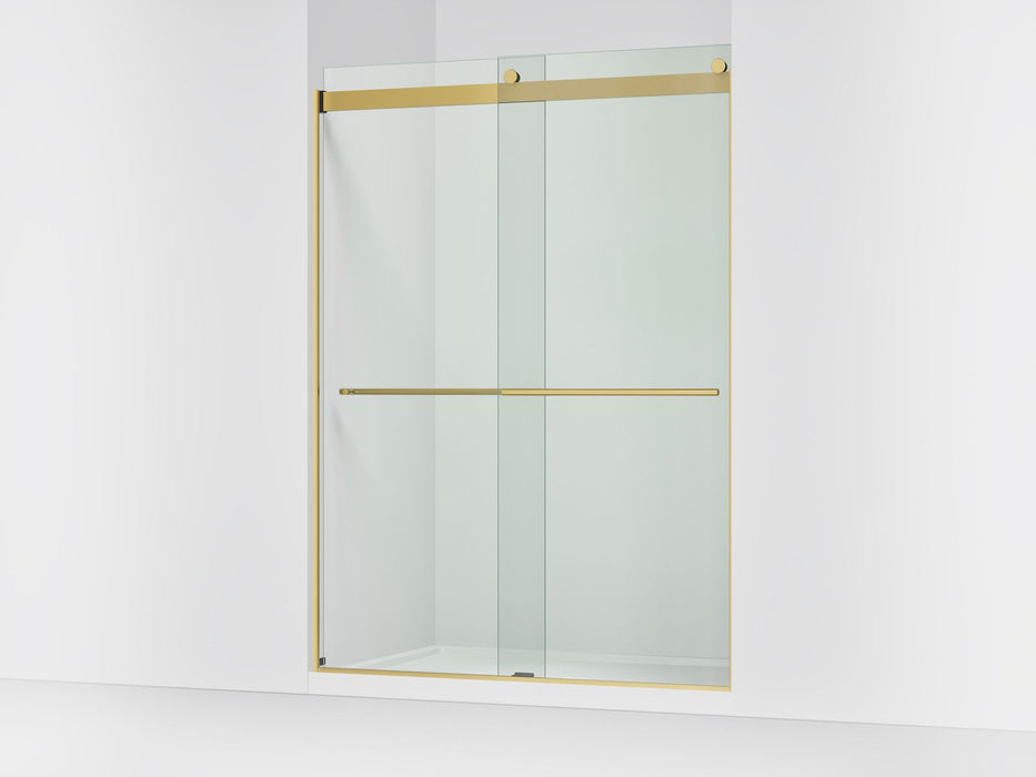 KOHLER K-702430-L Levity Plus 81-5/8" H sliding shower door with 3/8"-thick glass, vibrant brushed moderne brass