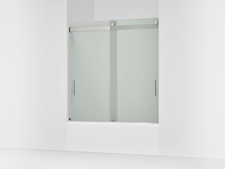 KOHLER K-706000-D3 Levity Sliding bath door, 62" H x 56-5/8 - 59-5/8" W, with 1/4" thick Frosted glass, matte nickel