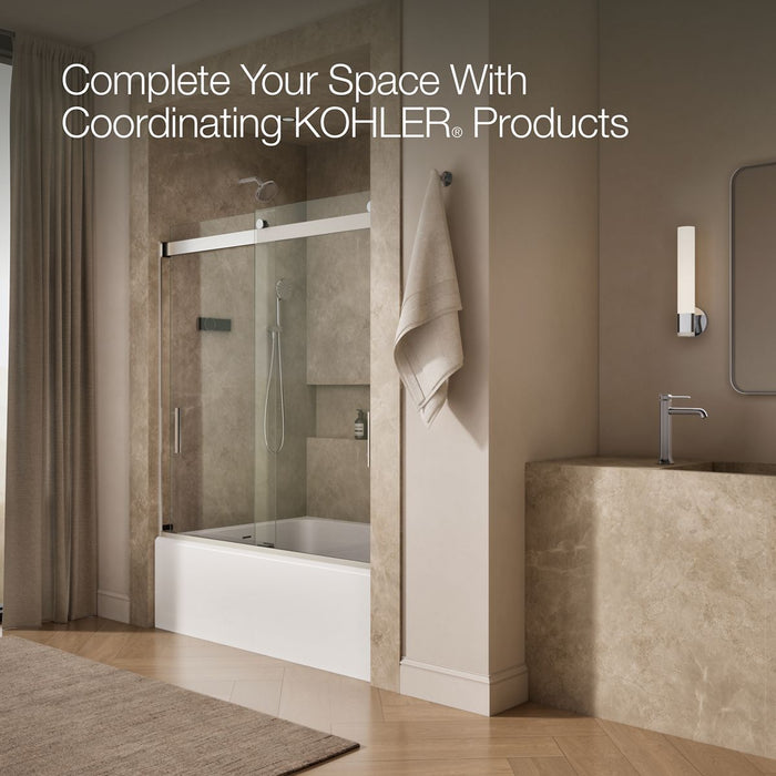 KOHLER K-706000-L Levity 62" H sliding bath door with 1/4"-thick glass