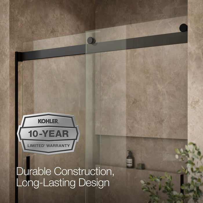 KOHLER K-706000-L Levity 62" H sliding bath door with 1/4"-thick glass, matte black - view 5