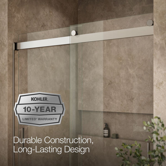 KOHLER K-706000-L Levity 62" H sliding bath door with 1/4"-thick glass