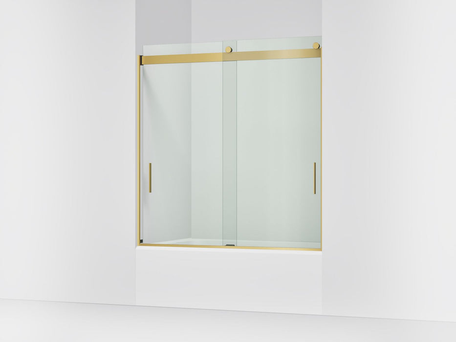 KOHLER K-706000-L Levity 62" H sliding bath door with 1/4"-thick glass, vibrant brushed moderne brass