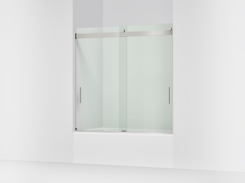 KOHLER K-706002-L Levity Sliding bath door, 59-3/4" H x 56-5/8 - 59-5/8" W, with 1/4" thick Crystal Clear glass, matte nickel