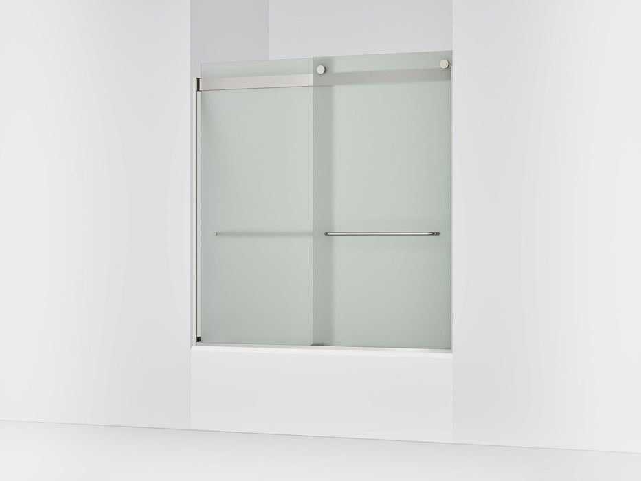 KOHLER K-706004-D3 Levity Sliding bath door, 62" H x 56-5/8 - 59-5/8" W, with 1/4" thick Frosted glass, matte nickel