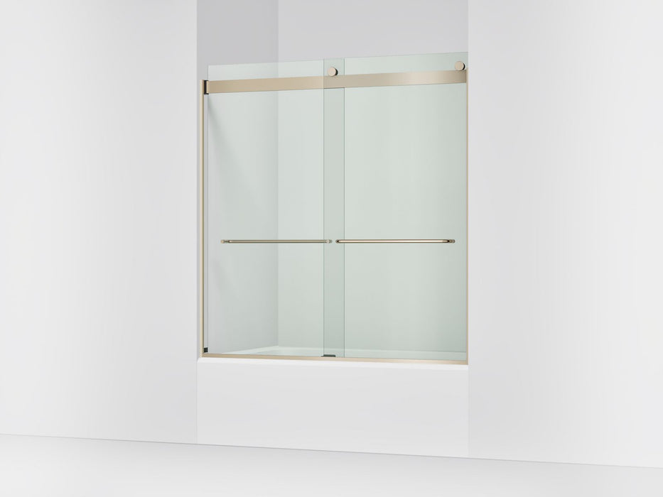 KOHLER K-706004-L Levity Sliding bath door, 62" H x 56-5/8 - 59-5/8" W, with 1/4" thick Crystal Clear glass, anodized...