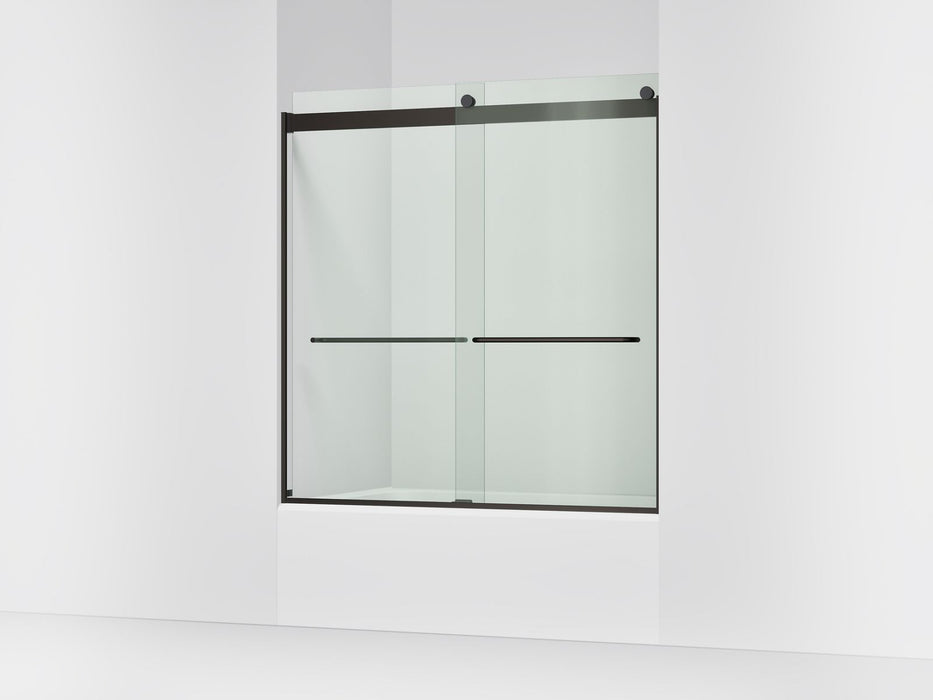 KOHLER K-706004-L Levity Sliding bath door, 62" H x 56-5/8 - 59-5/8" W, with 1/4" thick Crystal Clear glass, anodized...