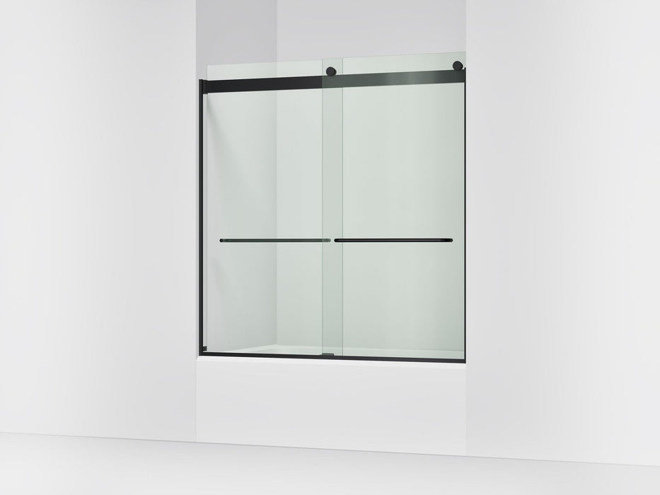 KOHLER K-706004-L Levity Sliding bath door, 62" H x 56-5/8 - 59-5/8" W, with 1/4" thick Crystal Clear glass, matte black