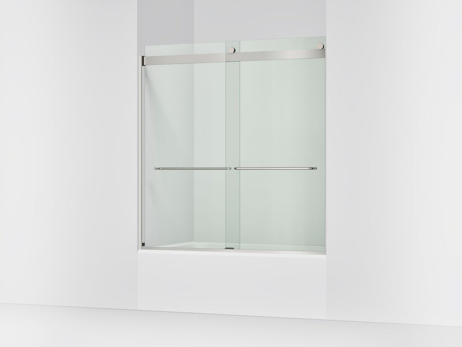 KOHLER K-706004-L Levity Sliding bath door, 62" H x 56-5/8 - 59-5/8" W, with 1/4" thick Crystal Clear glass, matte nickel