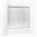 KOHLER K-706005-L Levity Sliding bath door, 59-3/4" H x 54 - 57" W, with 1/4" thick Crystal Clear glass, anodized brushed...