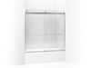 KOHLER K-706005-L Levity Sliding bath door, 59-3/4" H x 54 - 57" W, with 1/4" thick Crystal Clear glass, bright silver