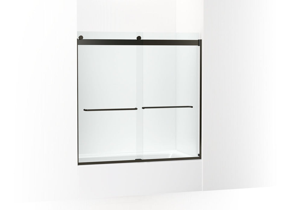 KOHLER K-706006-L Levity Sliding bath door, 59-3/4" H x 56-5/8 - 59-5/8" W, with 1/4" thick Crystal Clear glass, anodized...