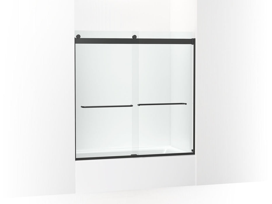 KOHLER K-706006-L Levity Sliding bath door, 59-3/4" H x 56-5/8 - 59-5/8" W, with 1/4" thick Crystal Clear glass, matte black