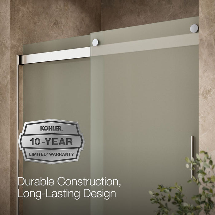 KOHLER K-706009-D3 Levity Sliding shower door, 74" H x 56-5/8 - 59-5/8" W, with 1/4" thick Frosted glass and blade...
