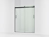 KOHLER K-706009-L Levity Sliding shower door, 74" H x 56-5/8 - 59-5/8" W, with 1/4" thick Crystal Clear glass, matte black
