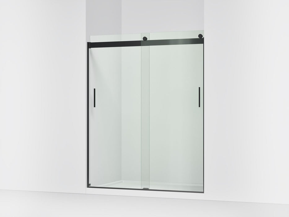 KOHLER K-706009-L Levity Sliding shower door, 74" H x 56-5/8 - 59-5/8" W, with 1/4" thick Crystal Clear glass, matte black