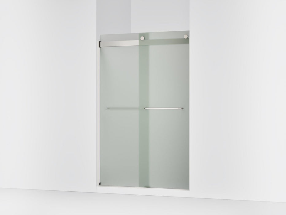 KOHLER K-706014-D3 Levity Sliding shower door, 74" H x 44-5/8 - 47-5/8" W, with 1/4" thick Frosted glass, matte nickel