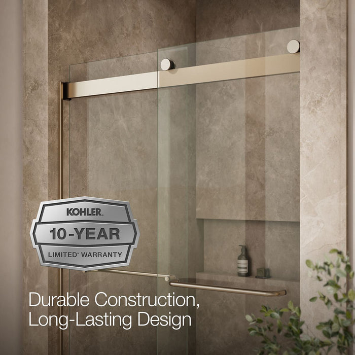 KOHLER K-706014-L Levity Sliding shower door, 74" H x 44-5/8 - 47-5/8" W, with 1/4" thick Crystal Clear glass, anodized...