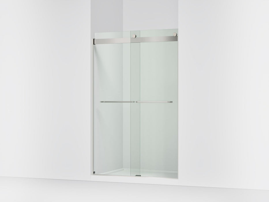 KOHLER K-706014-L Levity Sliding shower door, 74" H x 44-5/8 - 47-5/8" W, with 1/4" thick Crystal Clear glass, matte nickel