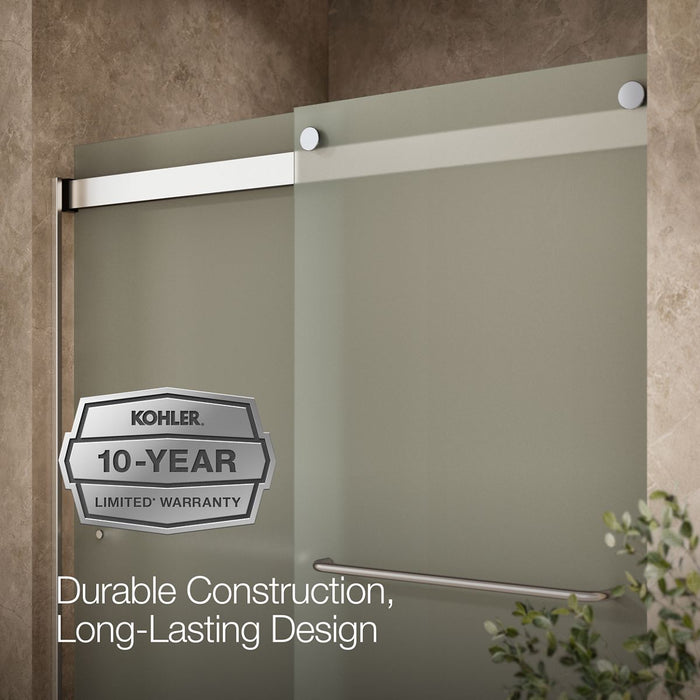 KOHLER K-706015-D3 Levity Sliding shower door, 74" H x 56-5/8 - 59-5/8" W, with 1/4" thick Frosted glass