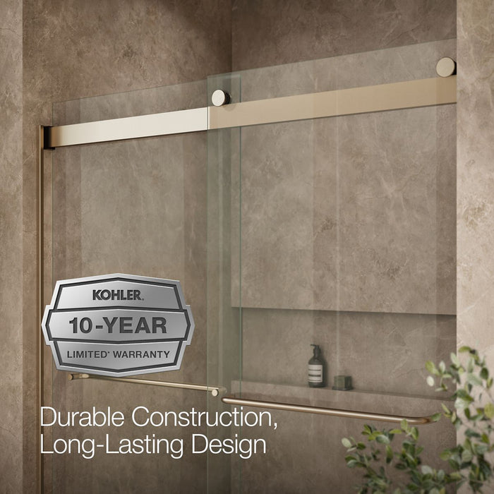 KOHLER K-706015-L Levity 74" H sliding shower door with 1/4"-thick glass, anodized brushed bronze - view 5