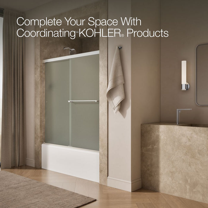 KOHLER K-707002-D3 Revel Sliding bath door, 62" H x 56-5/8 - 59-5/8" W, with 5/16" thick Frosted glass