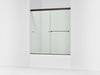 KOHLER K-707002-L Revel 62" H sliding bath door with 5/16"-thick glass, anodized dark bronze