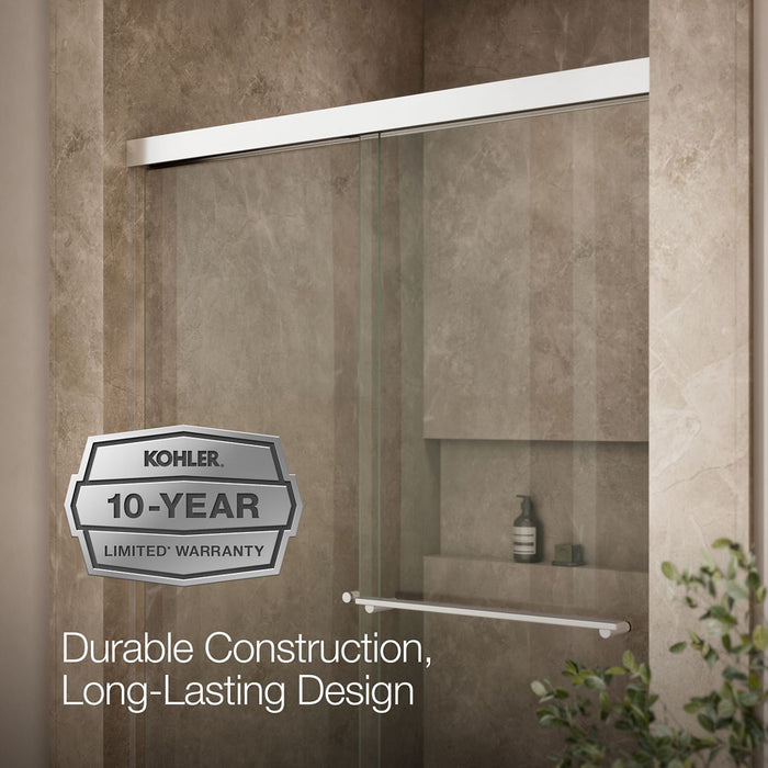 KOHLER K-707101-L Revel Sliding shower door, 70" H x 44-5/8 - 47-5/8" W, with 5/16" thick Crystal Clear glass, bright...