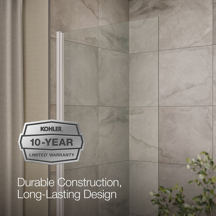KOHLER K-707105-L Aerie Bath screen, 56-15/16" x 32" W with 1/4" thick Crystal Clear glass and square corner, bright...