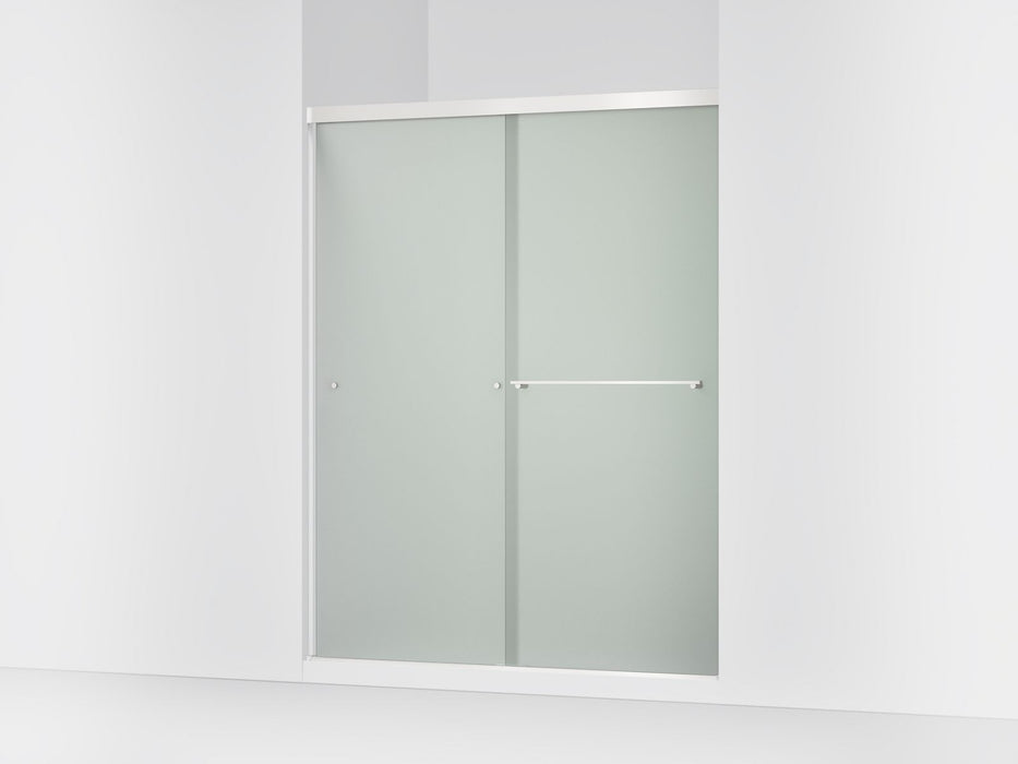 KOHLER K-707206-D3 Revel Sliding shower door, 76" H x 56-5/8 - 59-5/8" W, with 5/16" thick Frosted glass, bright polished...