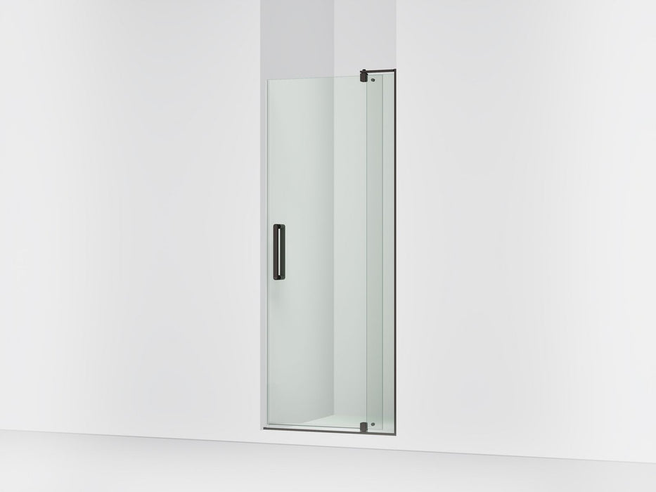 KOHLER K-707516-L Revel Pivot shower door, 74" H x 31-1/8 - 36" W, with 5/16" thick Crystal Clear glass, anodized dark bronze