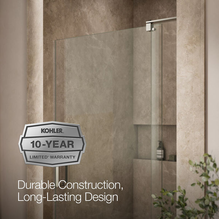 KOHLER K-707531-L Revel Pivot shower door, 70" H x 35-1/8 - 40" W, with 5/16" thick Crystal Clear glass, anodized brushed...