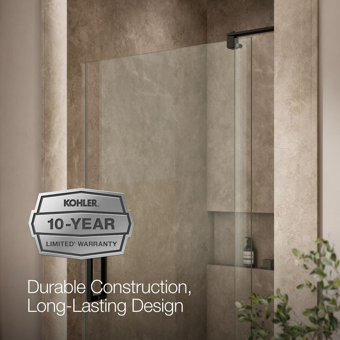 KOHLER K-707546-L Revel Pivot shower door, 74" H x 39-1/8 - 44" W, with 5/16" thick Crystal Clear glass
