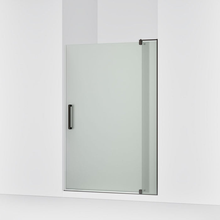KOHLER K-707551-D3 Revel Pivot shower door, 70" H x 43-1/8 - 48" W, with 5/16" thick Frosted glass, anodized dark bronze...