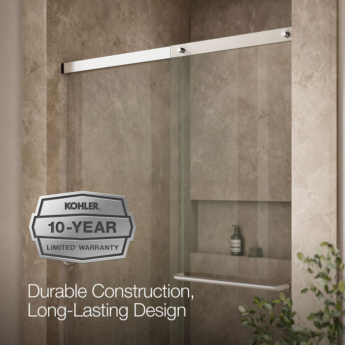 KOHLER K-707607-6L Elate Sliding shower door, 70-1/2" H x 50-1/4 - 53-5/8" W, with 1/4" thick Crystal Clear glass